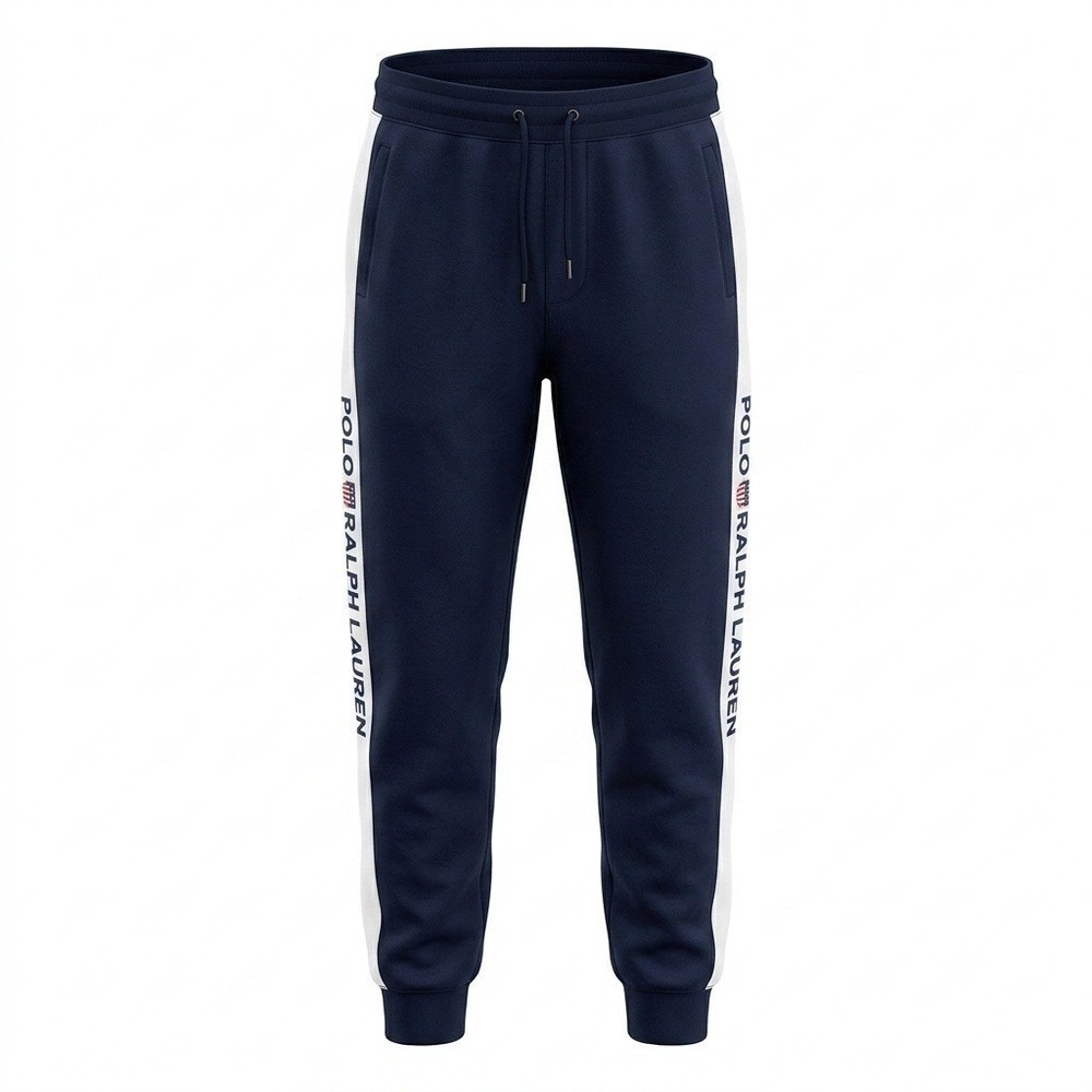 Polo Ralph Lauren Mens Blue Side Stripe Double Knit Joggers Sweatpants XXL NWOT